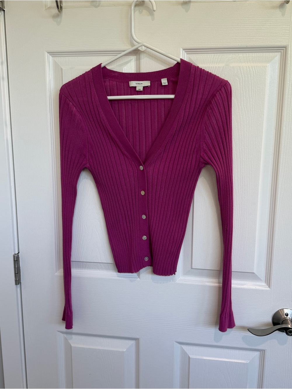 Vince Ribbed V-Neck Cardigan - Picture 3 of 6